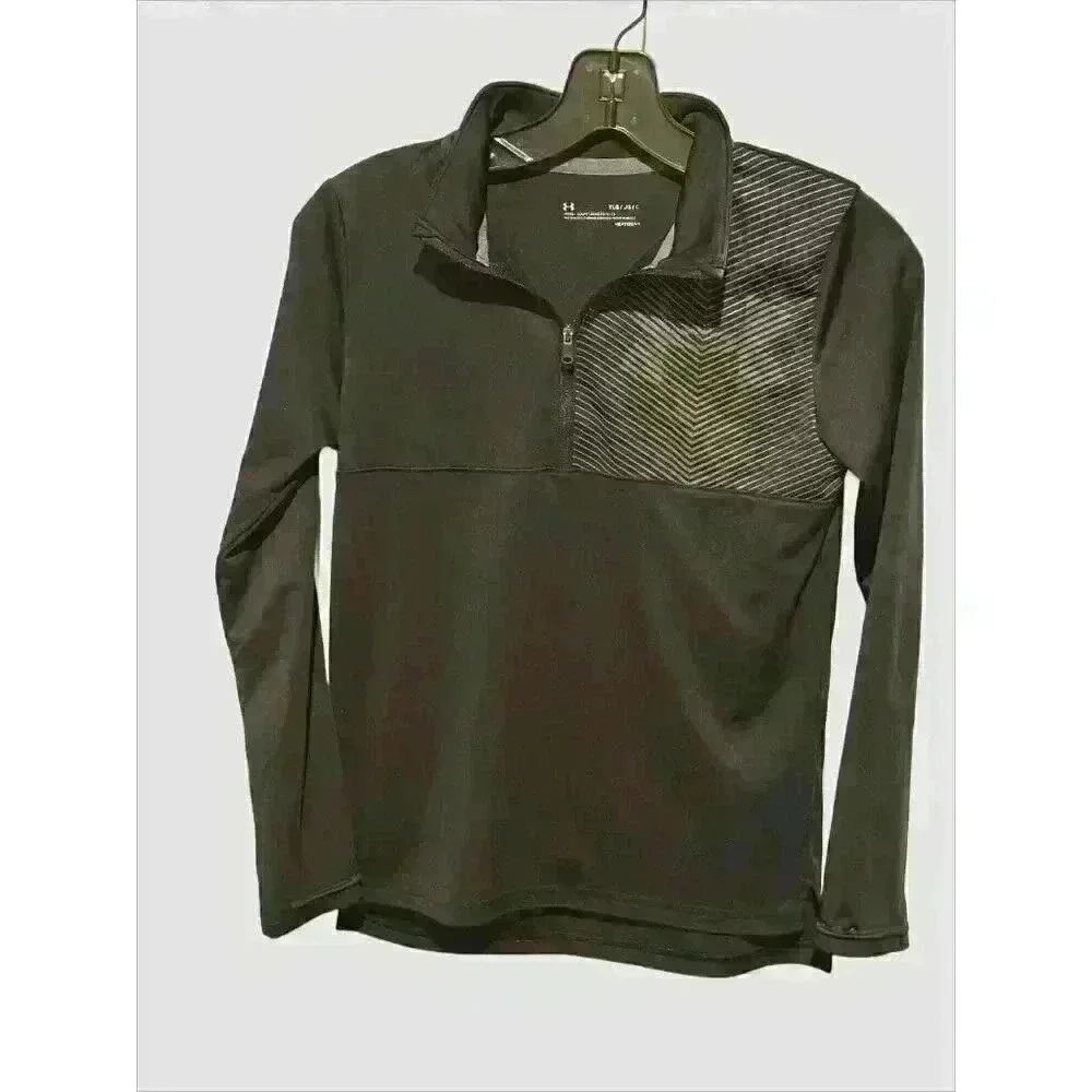 Under Amour Heat Gear 1/4 Zip Pullover Sweatshirt Youth Size L Black Unisex